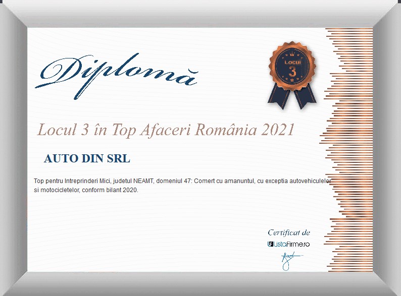 Locul 3 in Top Afaceri Romania 2021